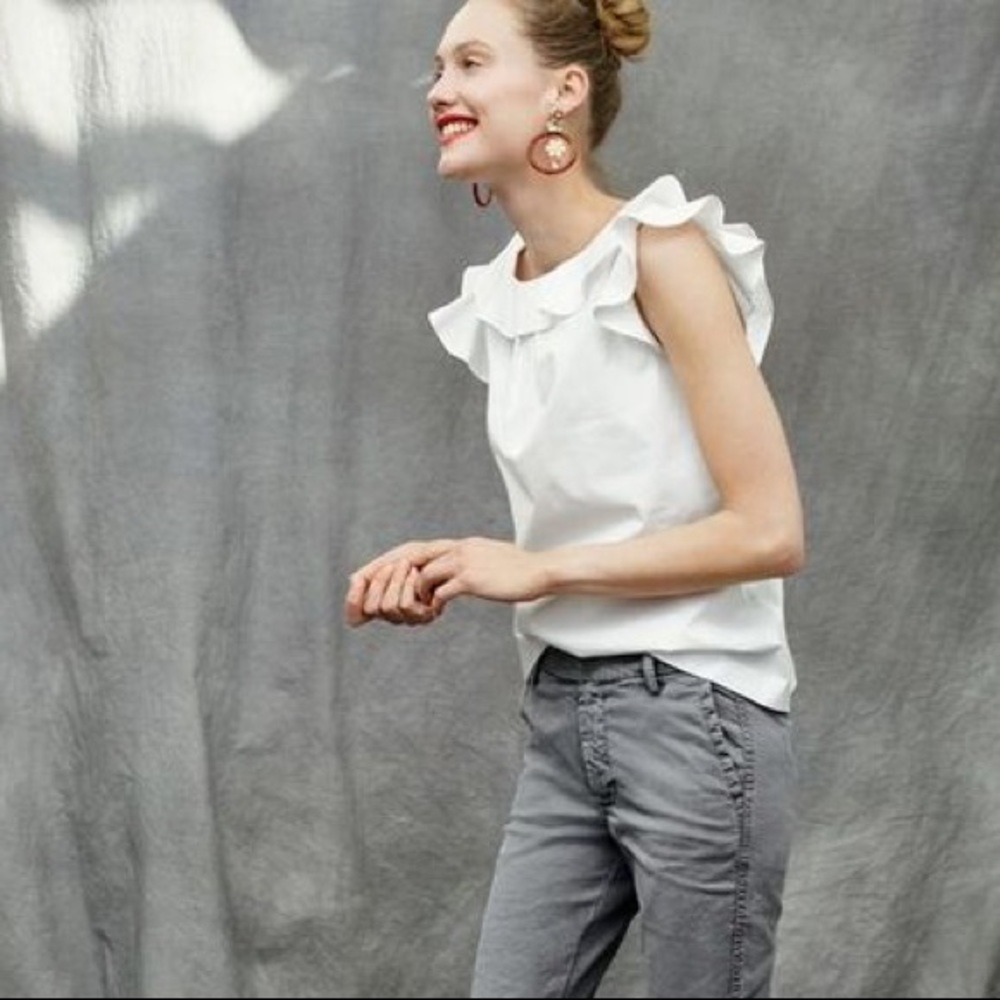 J.Crew Ruffle Poplin Sleeveless Top